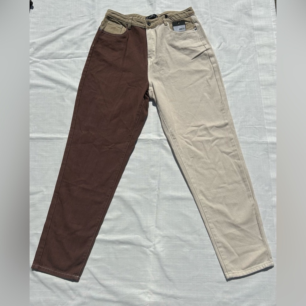 ASOS Riot Mom Jean Neutral Patchwork Detail - size U.S. 10 - never worn- NWT